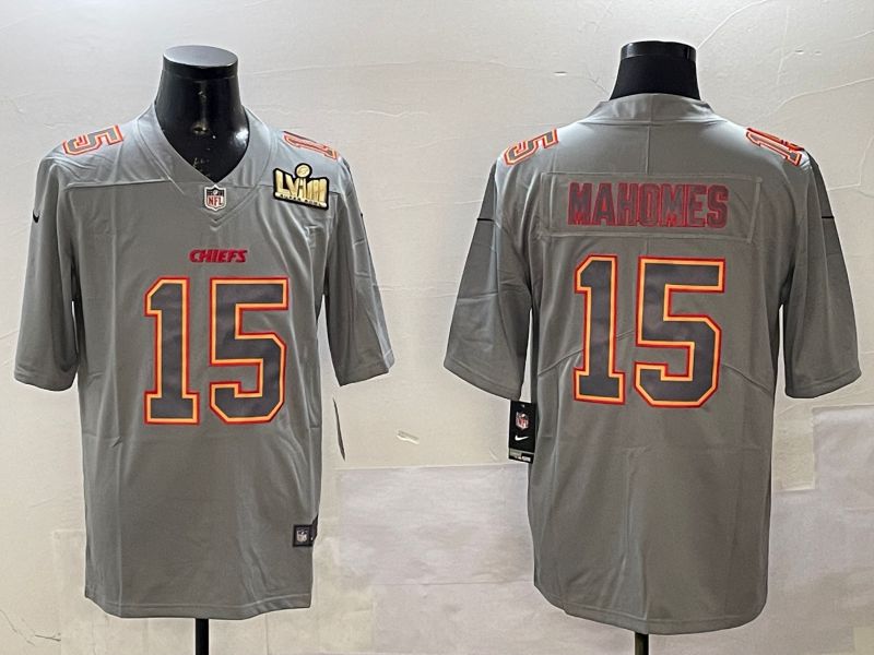 Men Kansas City Chiefs 15 Mahomes Grey 2025 Nike Vapor Limited NFL Jersey style 2101